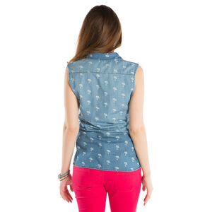 Chemise en jeans de grossesse imprimée palmiers 