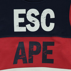 Sweat en molleton tricolore avec inscription effet crinkle 