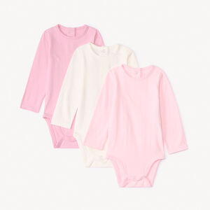 Lot de 3 bodies manches longues unis pour bébé fille 