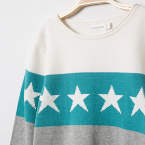 Pull en tricot contrasté à étoiles en jacquard 