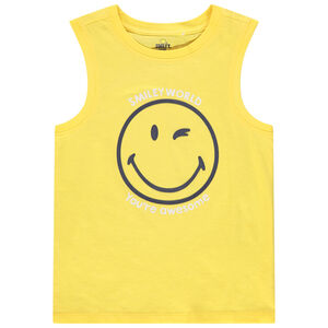 Débardeur jaune uni print Smiley 