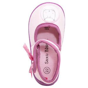 Chaussons forme babies avec patch chat et noeud en satin 