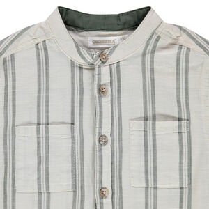 Chemise manches coutes à rayures et poches 