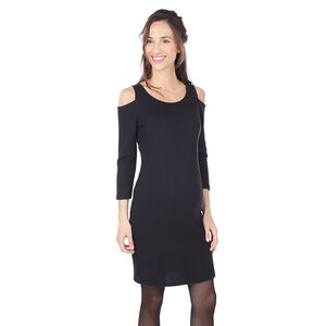 Robe de grossesse unie en maille avec épaules ajourées 