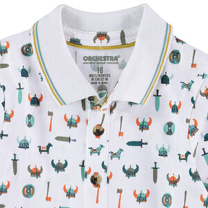 Polo manches longues en jersey imprimé vikings all-over 