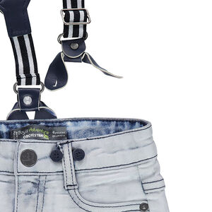 Jeans effet used avec bretelles élastiquées amovibles 