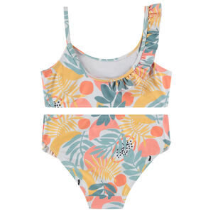Maillot de bain 2 pièces volantées avec imprimée tropical fille 