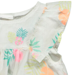 Ensemble 2 pièces tunique imprimée + bloomer rayé pour bébé fille 