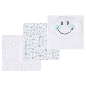 Set de 3 langes en tétra motif Smiley Boy 