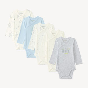 Lot de 5 bodies manches longues bébé garçon motif robot (Finitions différentes selon l'âge) 