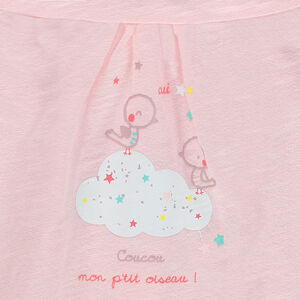 Tee-shirt manches courtes volanté avec oiseaux printés 