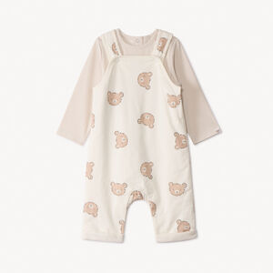 Ensemble 2 pièces salopette imprimé ourson pour bébé 