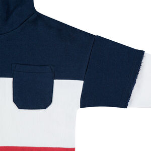 Sweat en molleton tricolore avec poche plaquée et zips sur le devant 