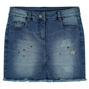 Junior - Jupe en jeans avec strass et clous fantaisie 