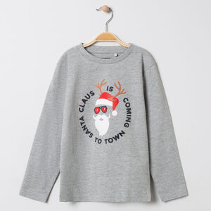 T-shirt manches longues print père Noël 