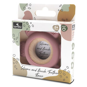 Anneau de dentition silicone Fleur/Hêtre Rose 
