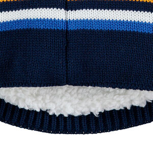 Bonnet en tricot rayé doublé sherpa avec pompon  
