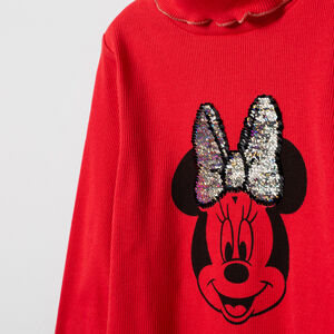 Sous-pull col roulé print Minnie Disney avec noeud en sequins 