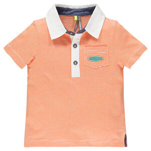 Polo manches courtes rayé avec poche 