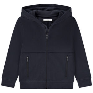 Gilet uni à capuche et poches zippées garçon 