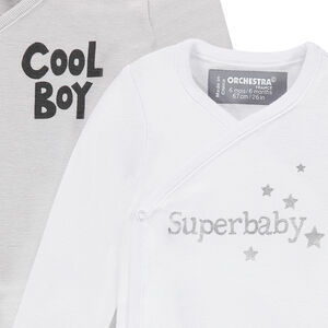 Lot de 2 bodies manches longues avec message printé 