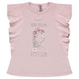 Tunique manches courtes volantée avec princesse printée 