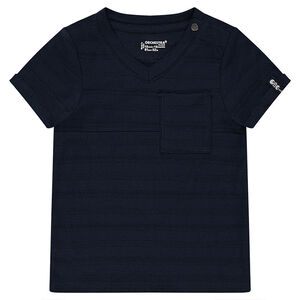 Tee-shirt manches courtes en slub avec poche printée 