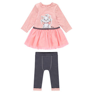 Ensemble robe manches longues avec tulle et legging en jersey 