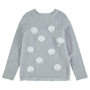 Junior - Pull en tricot poil avec pois contrastés 