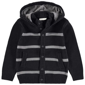 Gilet à capuche en tricot avec rayures contrastées  