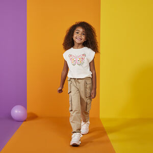 Pantalon cargo effet pince fille 