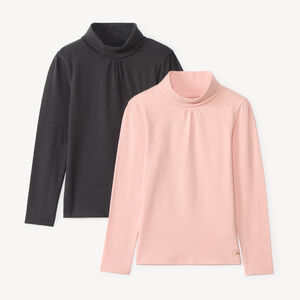 Lot de 2 sous-pulls unis à col roulé fille 