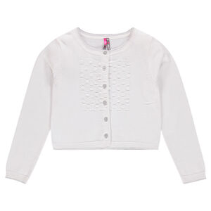 Gilet doux avec maille reliéfée et boutons pailletés 