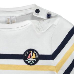 T-shirt style marinière en jersey avec badge brodé pour bébé garçon 