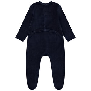 Dors-bien en velours broderie écureuil pour bébé garçon 