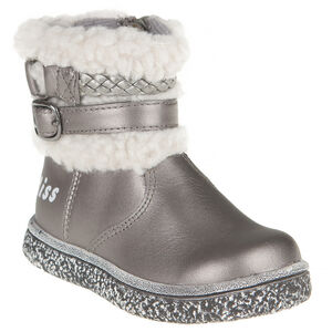 Bottines argent col fausse fourrure 