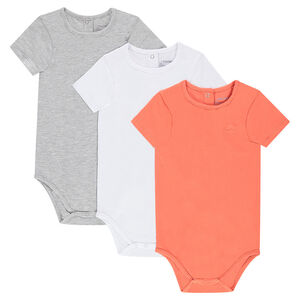 Lot de 3 bodies manches courtes unis en jersey avec logo printé 