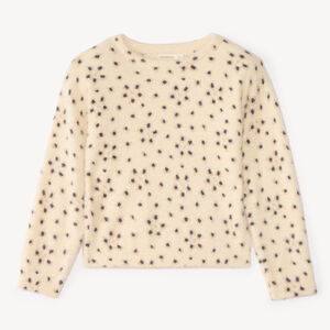 Pull fille en maille duveteuse à motifs fleurs 