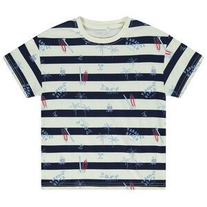 T-shirt manches courtes rayé avec imprimé fantaisie garçon 