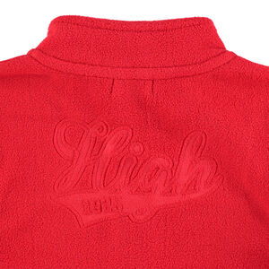 Gilet en polaire rouge zippé avec inscription en relief au dos 