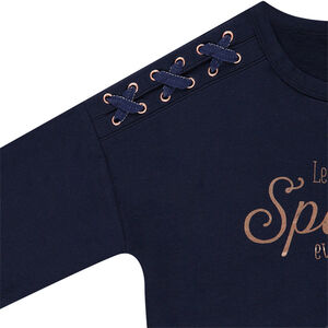 Junior - Robe manches longues en maille avec laçage fantaisie 