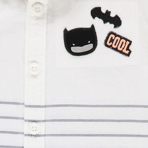 Chemise manches courtes en coton avec badge Batman et rayures placées 