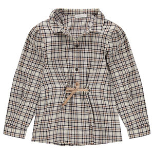 Tunique à carreaux avec liens à nouer devant 