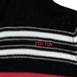 Pull à capuche en tricot avec rayures contrastées 