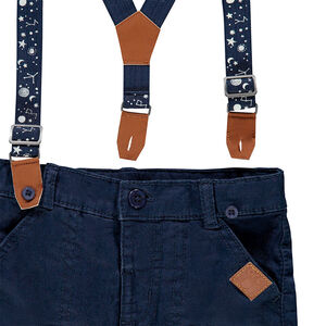 Pantalon droit doublé jersey avec bretelles amovibles 