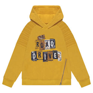 Junior - Sweat à capuche en molleton avec zip fantaisie et texte printé 