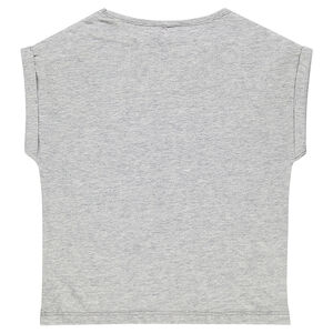 Tee-shirt manches courtes bicolore à message printé 