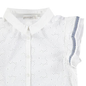 Junior - Chemisier en broderie anglaise avec manches volantées 