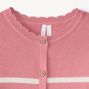 Gilet en tricot côtelé rayé pour bébé fille 