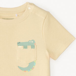 T-shirt manches courtes en maille fantaisie avec poche ludique pour bébé garçon 